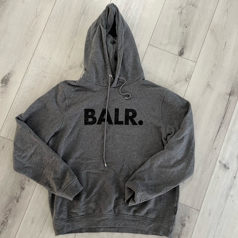 Dark grey  BALR. hoodie.  2nd photo is just for reference on how it’s worn.